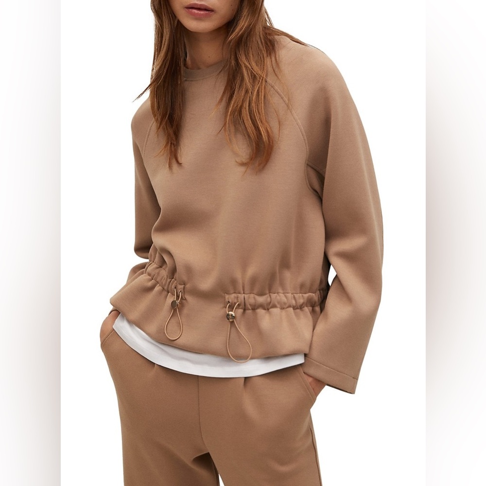 Mango Camel Drawstring Hem Sweatshirt and pants set